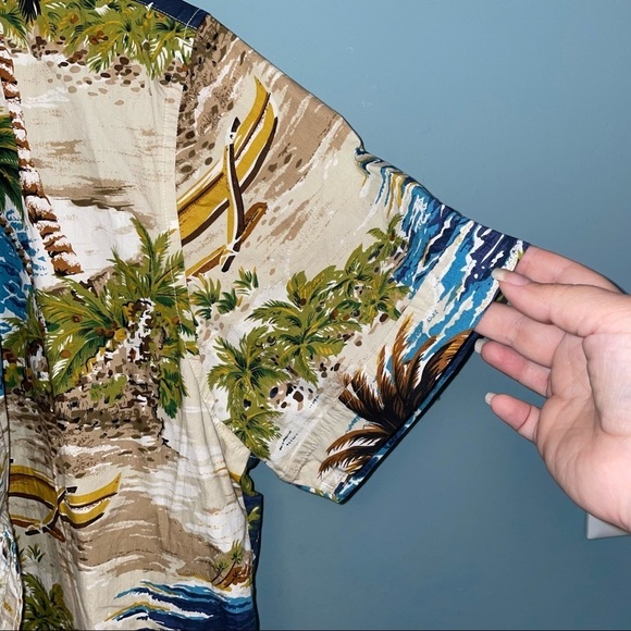 Kennington LTD Island Print Button Down Short Sleeve Slim Fit Size XL - Picture 4 of 7